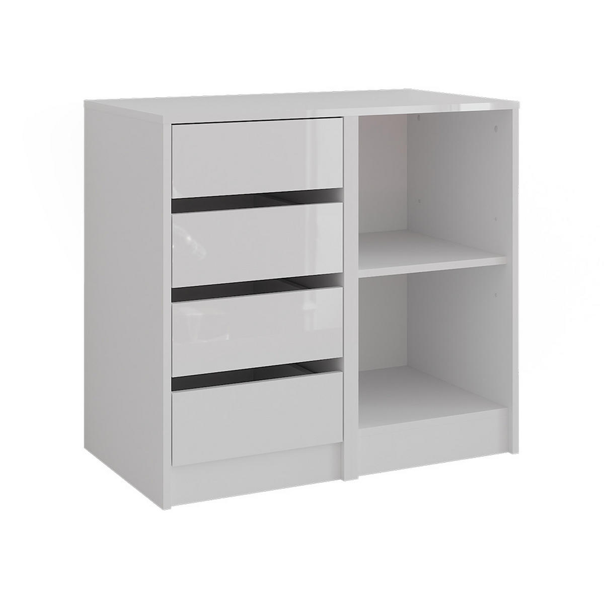 KOMMODE Sherry Weiß/Weiß Hochglanz 80.2 x 76 cm 2 Teile - Weiß Hochglanz, Holzwerkstoff (50.1cm) - Vicco