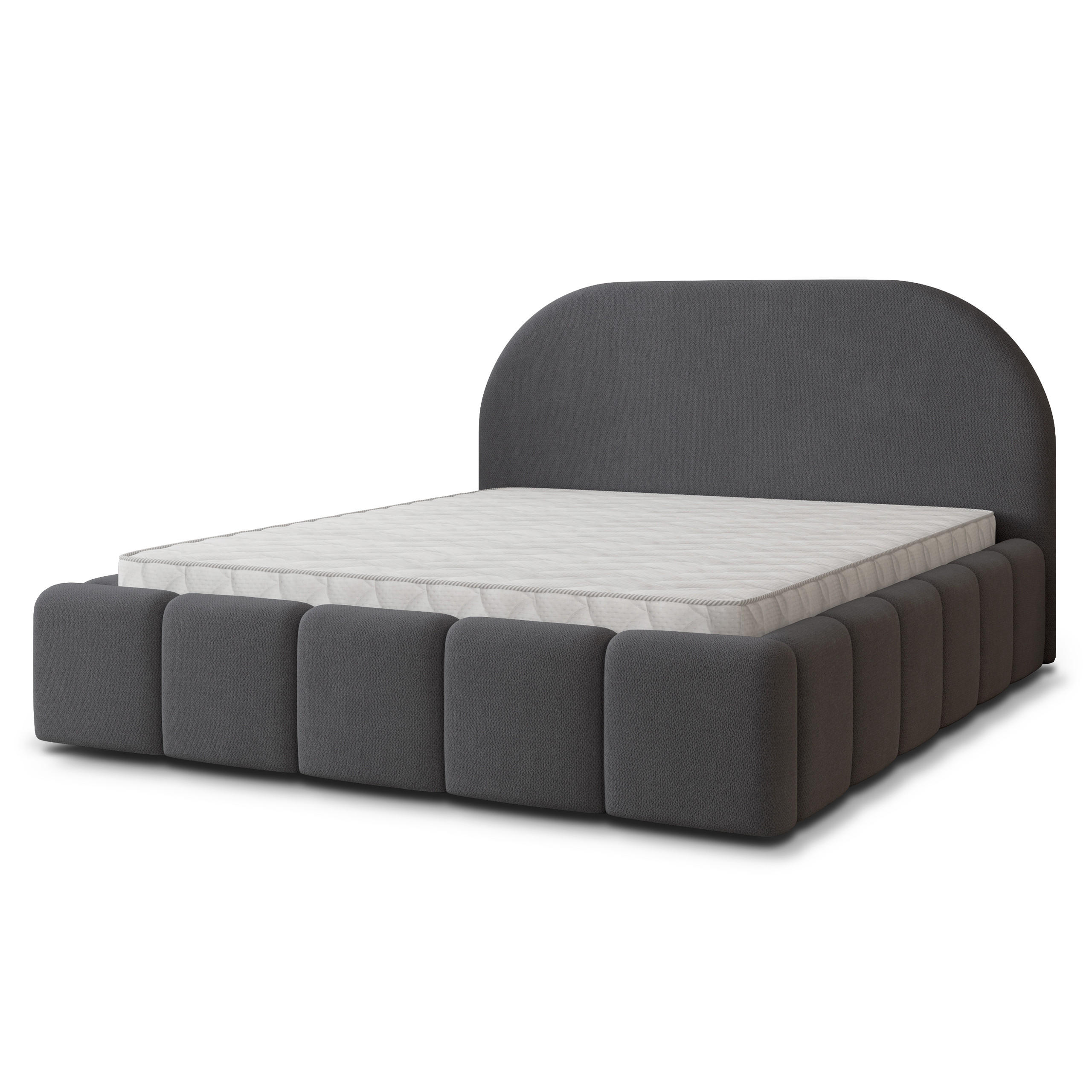 POLSTERBETT FLUSSO 200x200 cm mit Bettkästen - Graphitfarben - Graphitfarben, Holz (200/200cm) - MASSENO