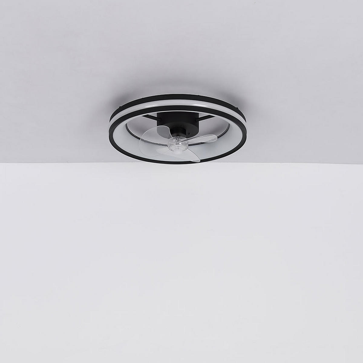 LED DECKENLEUCHTE Ventilator Metall Schwarz - Schwarz, Metall (49.5/49.5/15cm) - Globo Lighting