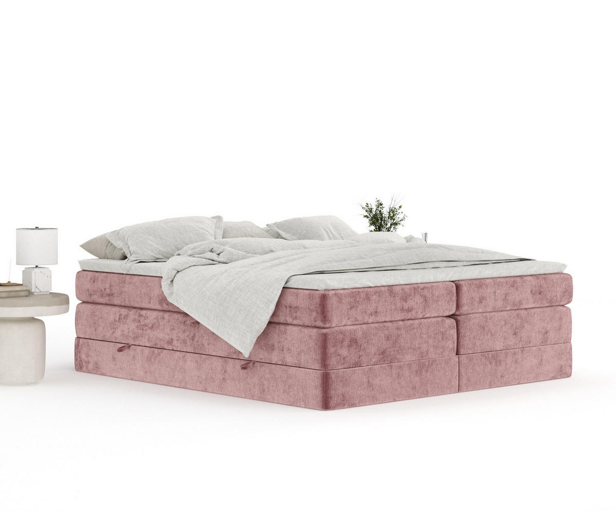 BOXSPRINGBETT Juniper Rosa 140/200 cm - Schwarz/Rosa, Holz/Holzwerkstoff (140/200cm) - Maison de Reve