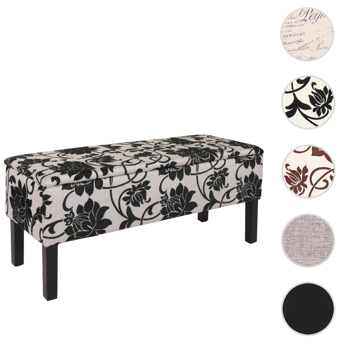SITZBANK RENENS SCHWARZ Weiß, Schwarz - Schwarz/Weiß, Textil (36/44/95cm) - MCW