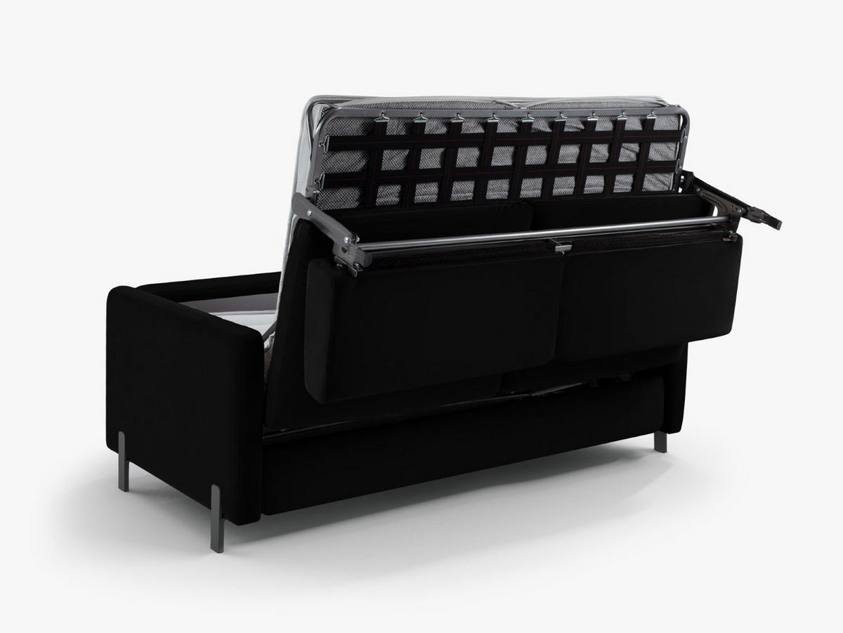 AUSKLAPPBARES-SOFA Gloria aus Samt schwarz 3 Sitzplätze - Schwarz, Textil (102/80/202cm) - Micadoni