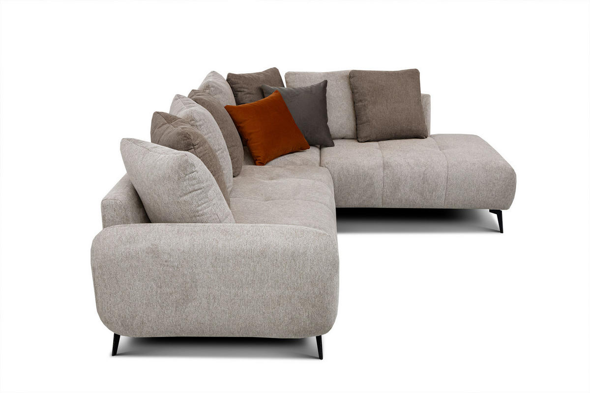 ECKSOFA EVENTO 5-Sitzer, beige - Beige/Schwarz, Holzwerkstoff/Textil (266/206cm) - Courtois Laville