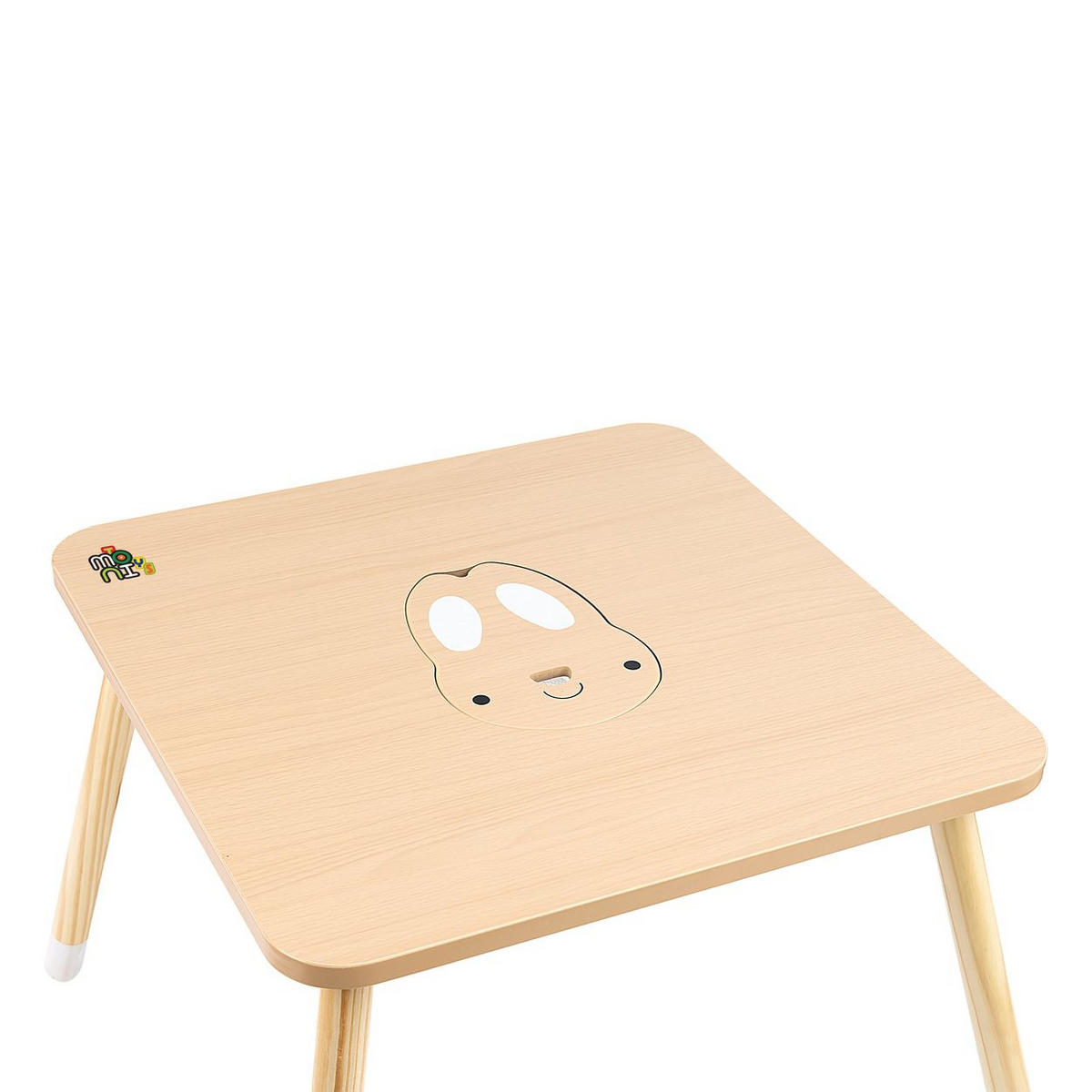 KINDERSITZGRUPPE Hase braun 60 x 60 cm, Tischset, 2 Stühle, Holz, Stauraum, Hasen-Design - Braun, Holzwerkstoff (60/48/60cm) - Moni