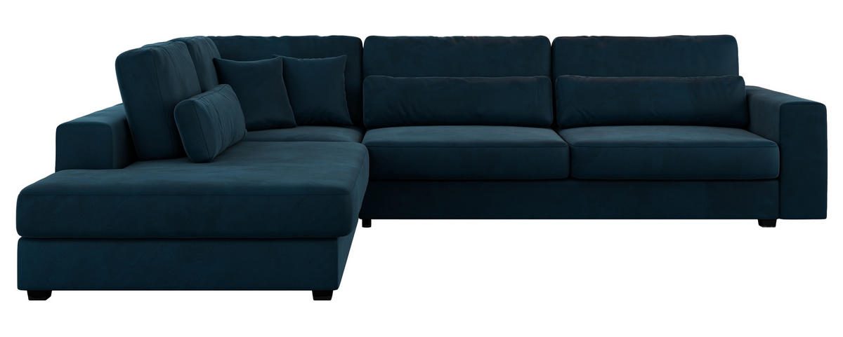 ECKSOFA Savona Dunkelblau Velvet - links - Schwarz/Dunkelblau, Kunststoff/Textil (316/249cm) - MKS