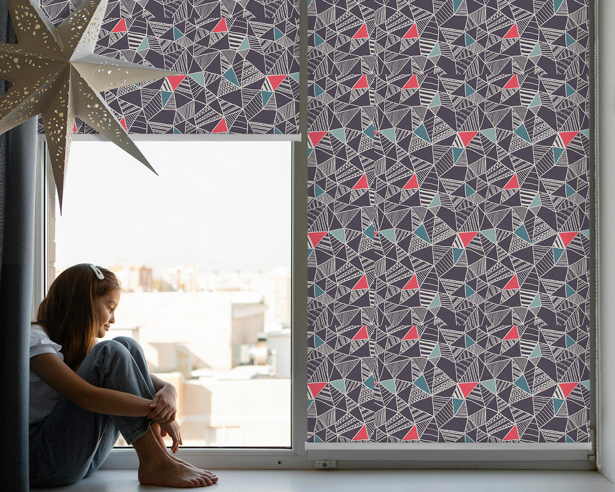 VNÚTORNÁ roleta - okenná roleta - roleta - 90x140 cm - Vzor - modrá, plast (90/140/0.5cm) - TULUP