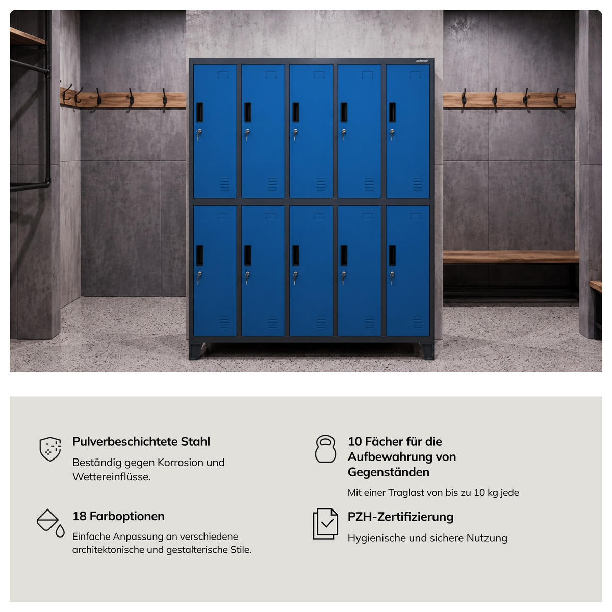 SCHLIESSFACHSCHRANK Bartek - Blau, Metall (136/172/45cm) - Jan Nowak
