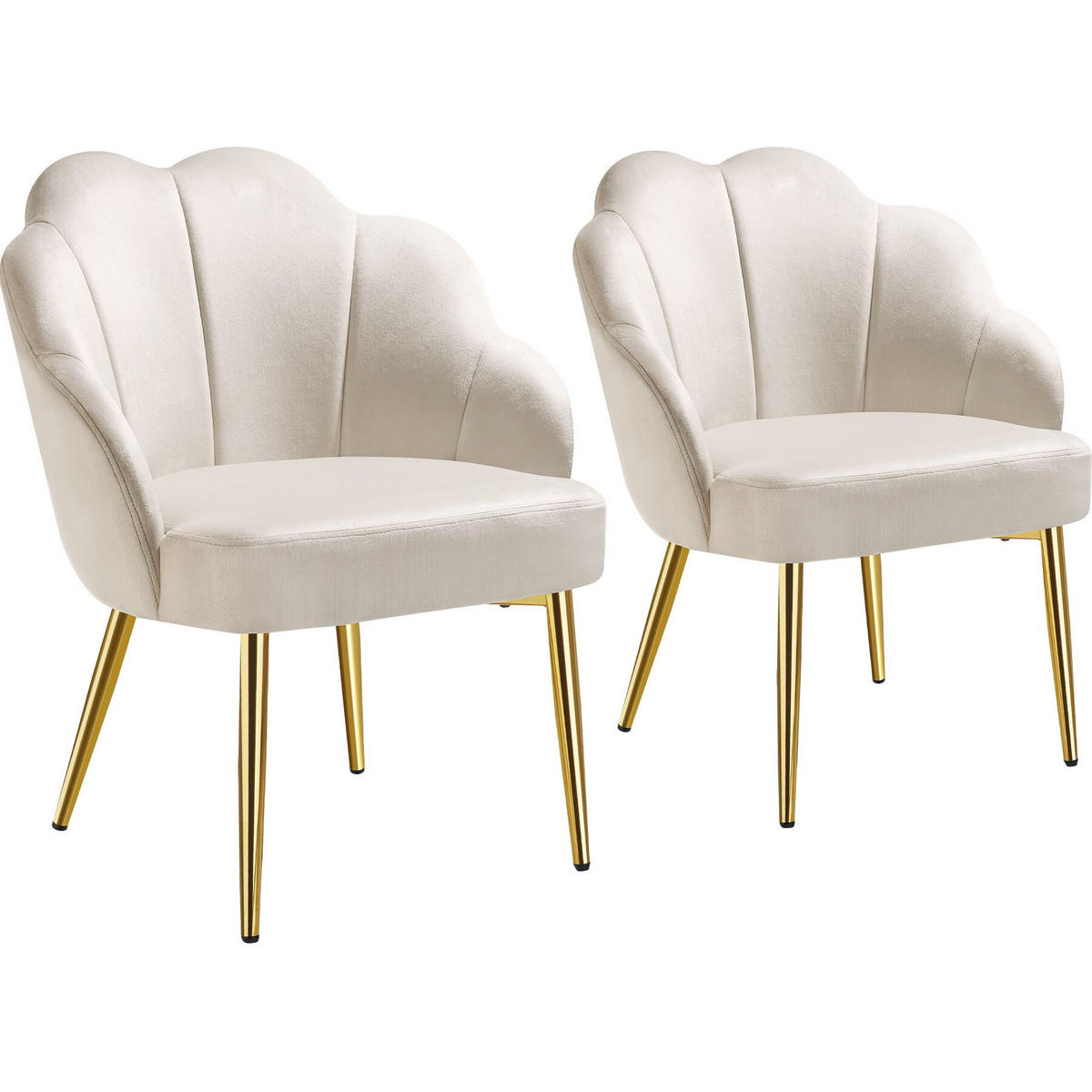 COCKTAILSESSEL 2er Set Hellen 66 x 62 x 80 5 cm creme/gold - Goldfarben/Creme, Textil (66/80.5/62cm) - tectake
