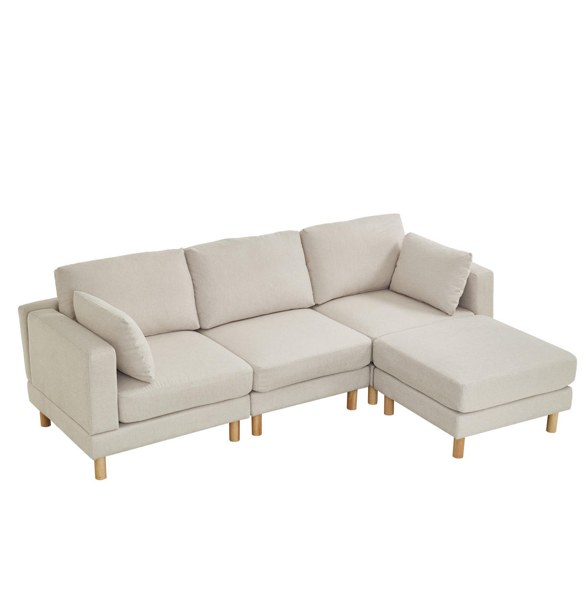 ECKSOFA 235/152/78 cm 3-Sitzer mit Hocker Beige aus Polyester mit links oder rechts montierbarer Chaiselongue - Beige, Kunststoff (152/235cm) - OKMYHOME