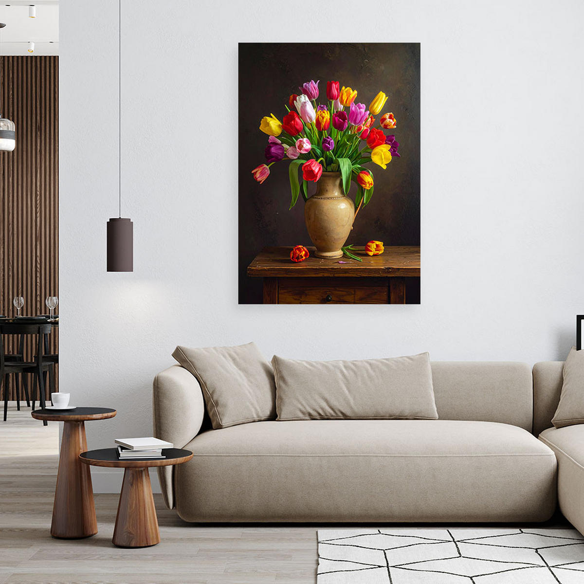 LEINWANDBILD Blumen 60x90cm - Multicolor, Textil (60/90cm) - Feeby