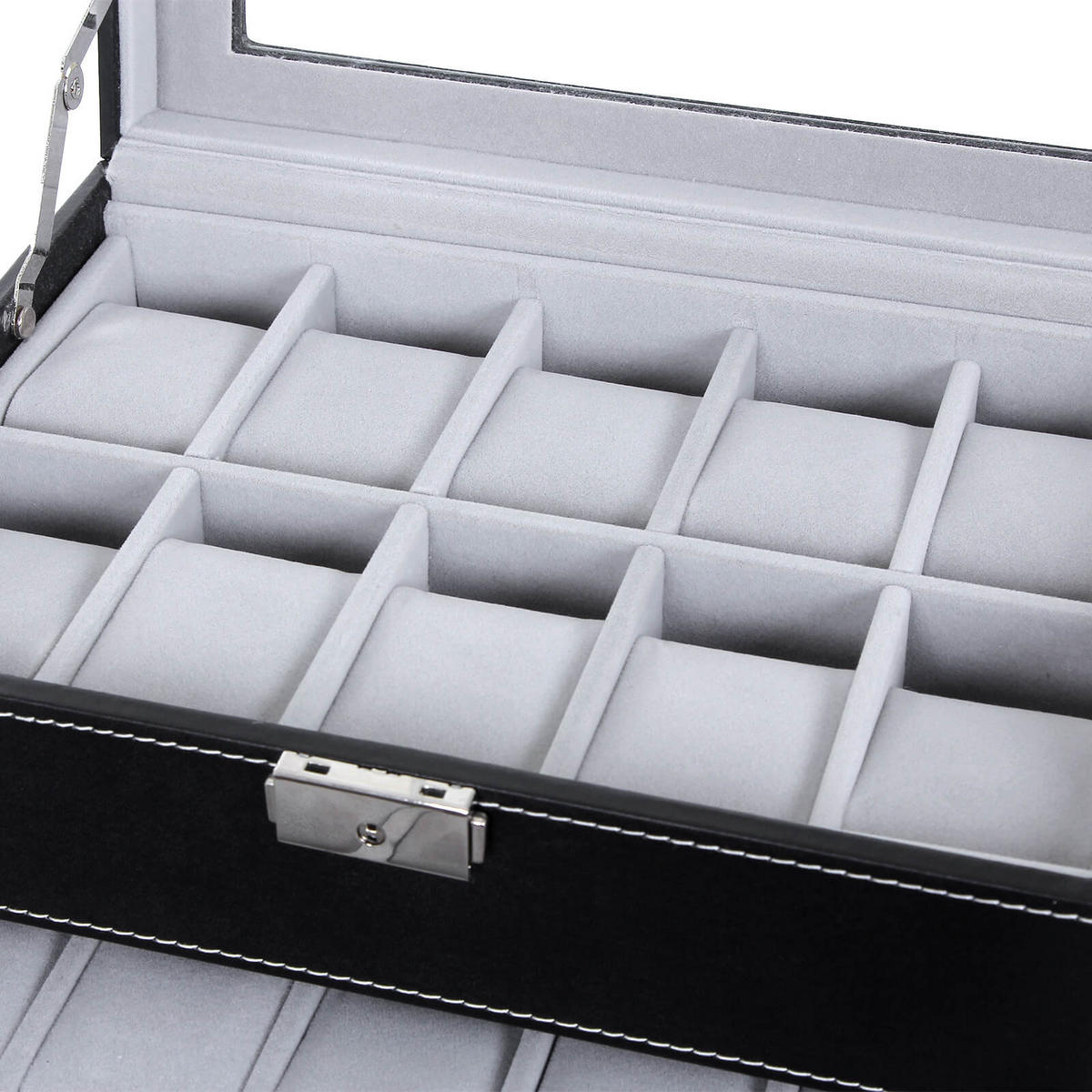 UHRENBOX FÜR 20 UHREN - Schwarz, Holzwerkstoff (20.5/16/28.5cm) - Hansiro