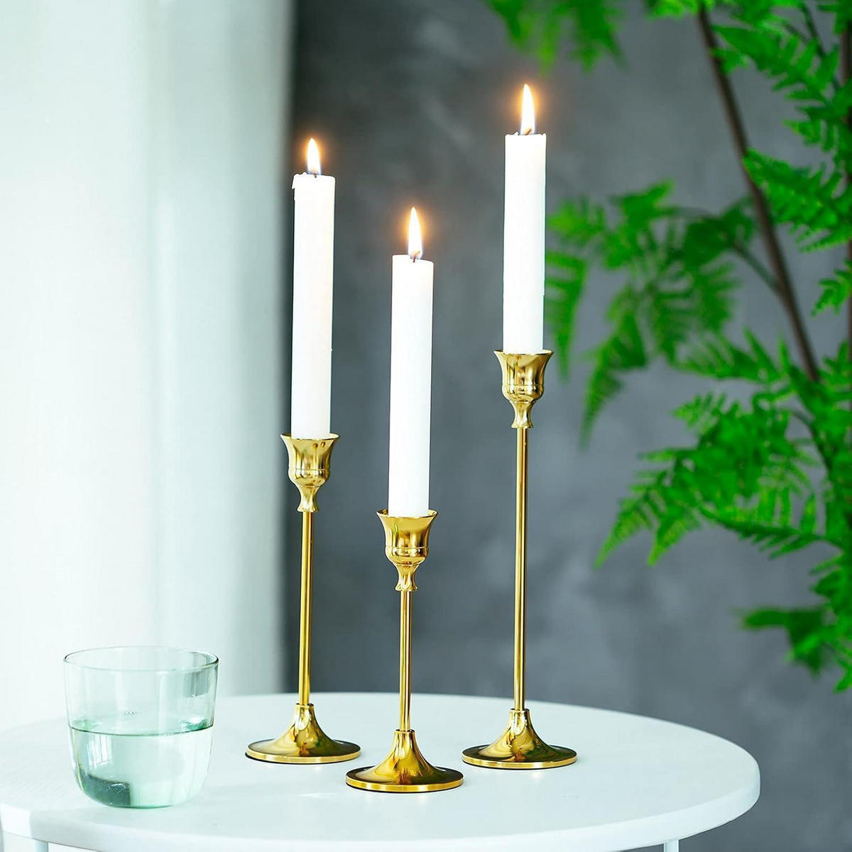 KERZENSTÄNDER 3er Set Metall Gold 15/19/24cm - Goldfarben, Metall (2.7/18.5/23.5cm)