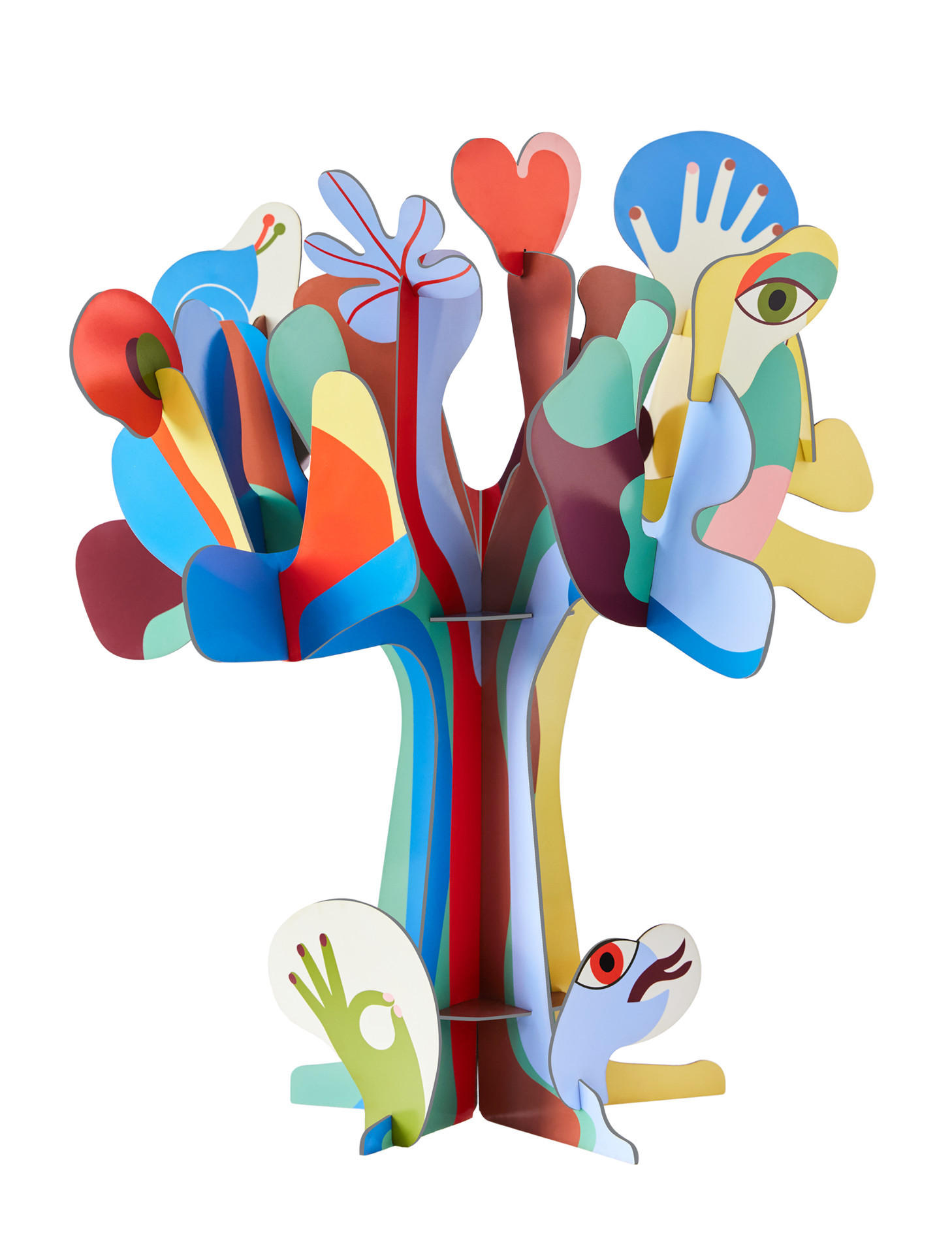 DEKOFIGUR Abstrakter Baum 35/38 cm - Multicolor, Wellpappe (35/38/35cm) - KUNSTLOFT
