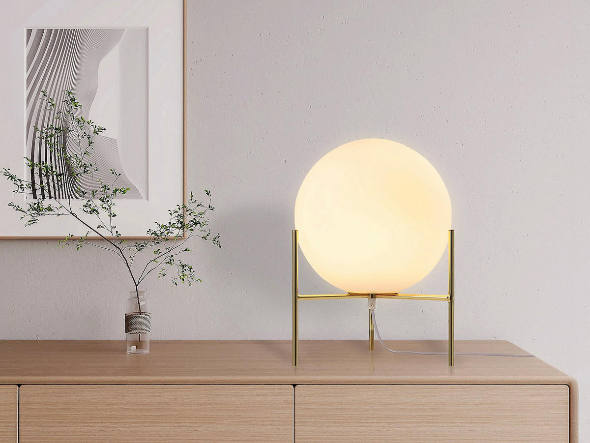 TISCHLAMPE - 25 cm x 25 cm - metall - goldfarben Barlow - Goldfarben, Metall (25/25/35cm) - Vente-Unique