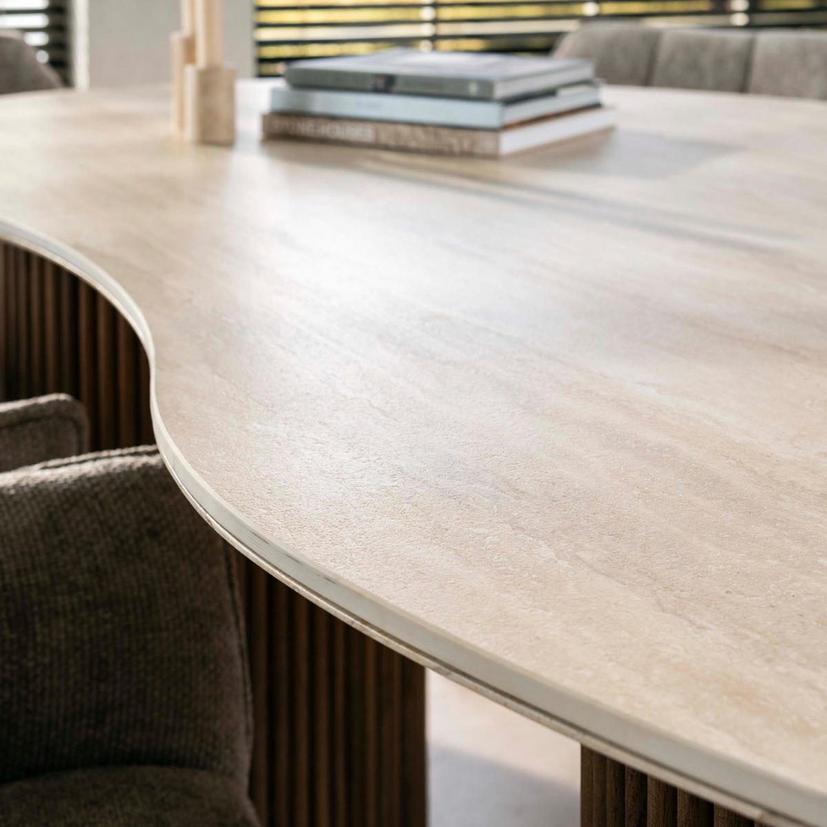 ESSTISCH ROMANO ORGANICO Beige Keramiktisch in Travertin-Optik 215cm - Beige, Keramik (215/122/77cm) - alesvelt