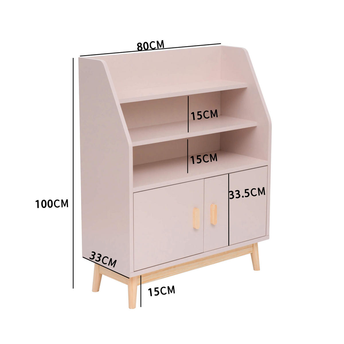 KINDERREGAL Rosa 33/80/100 cm - Pink, Holzwerkstoff (80/100/33cm) - Mobili Rebecca
