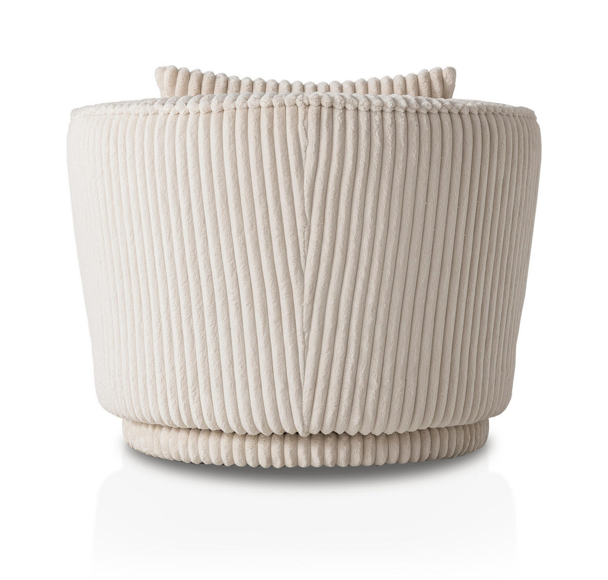 BIG-SESSEL Mega Cord creme wollweiß Ø 95 cm 360° drehbar, inklusive Kissen - Creme/Weiß, Holz/Holzwerkstoff (95/77/95cm) - Furn.Design