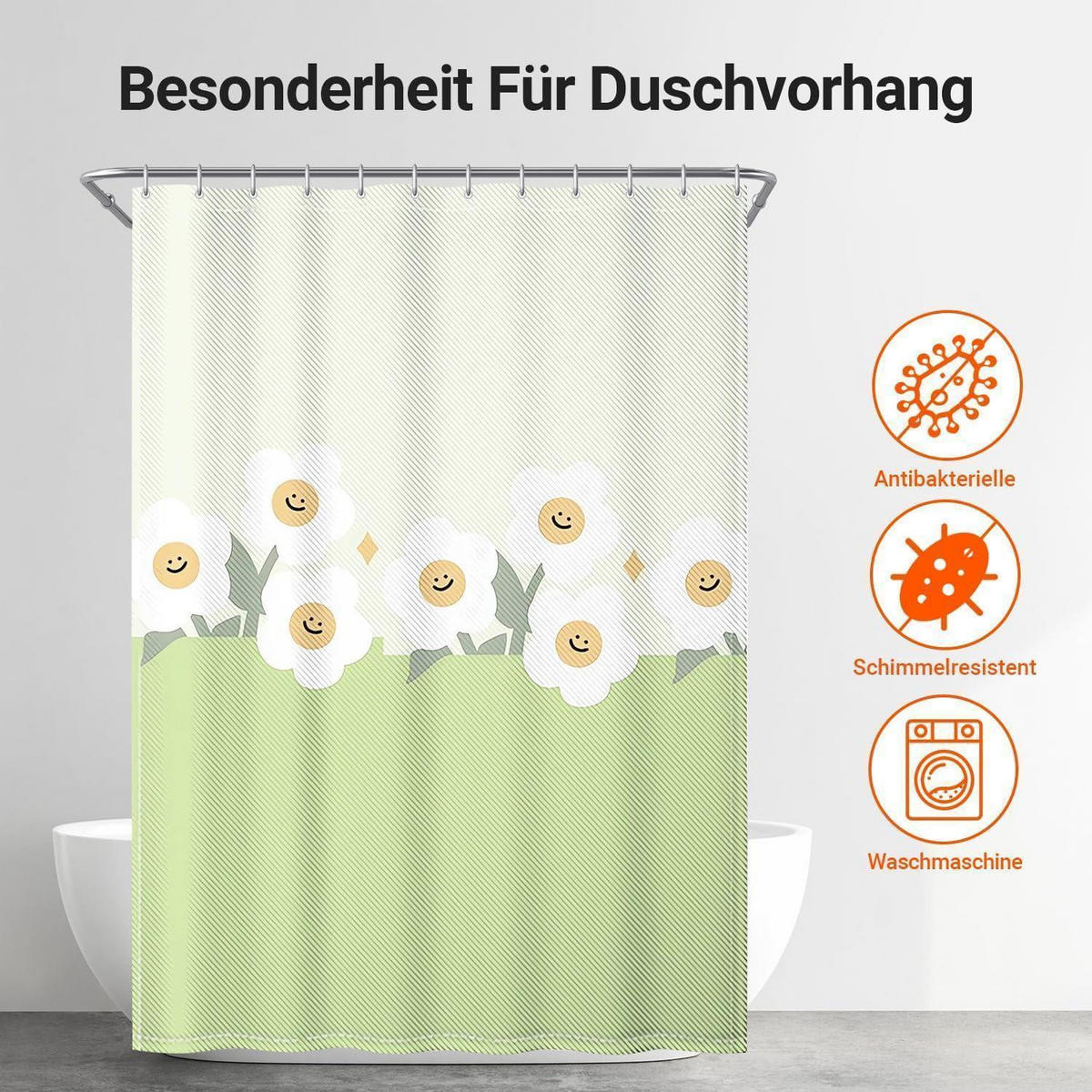 DUSCHVORHANG Grünes Lächeln 120 x 200 cm - Grün, Textil (120/200cm)