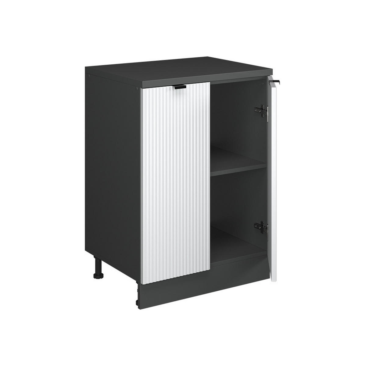 KUHINJSKA OMARA ZA POŠEVNE STREHE R-Line, Belo valovanje, 60 cm brez naklona z 2 vrati - bela/antracit, leseni material (60/83.8/46cm) - Vicco