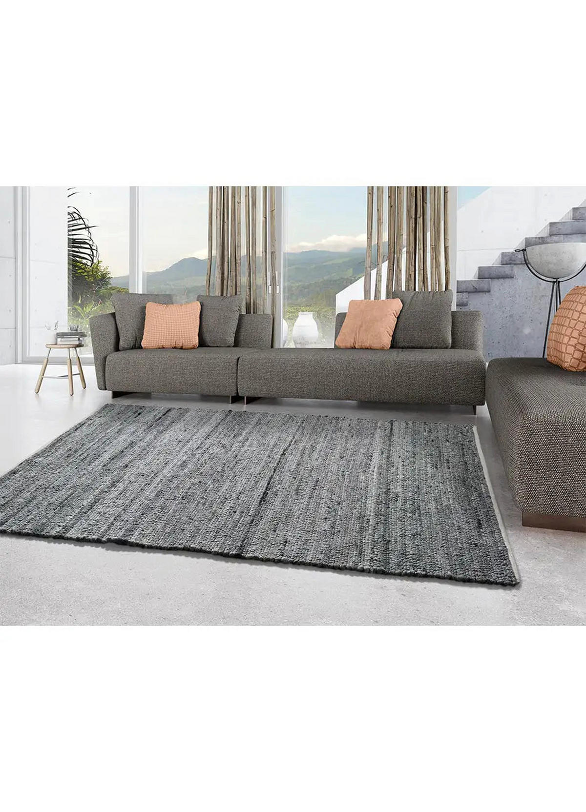HANDWEBTEPPICH Grau Cinder 60/110 cm - Grau, Textil (60/110cm) - Atticgo