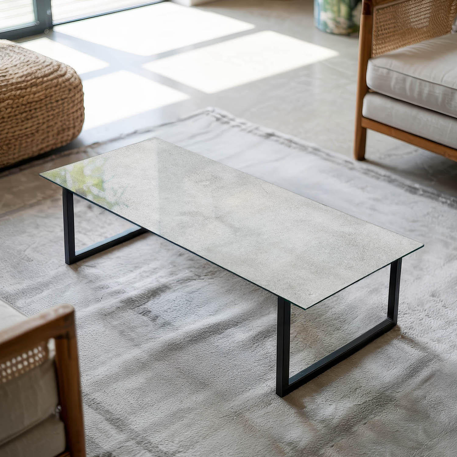 TISCHPLATTE 125x50 cm Betonoptik mit Rissen - Weiß/Grau, Glas (125/50/0.4cm) - TULUP