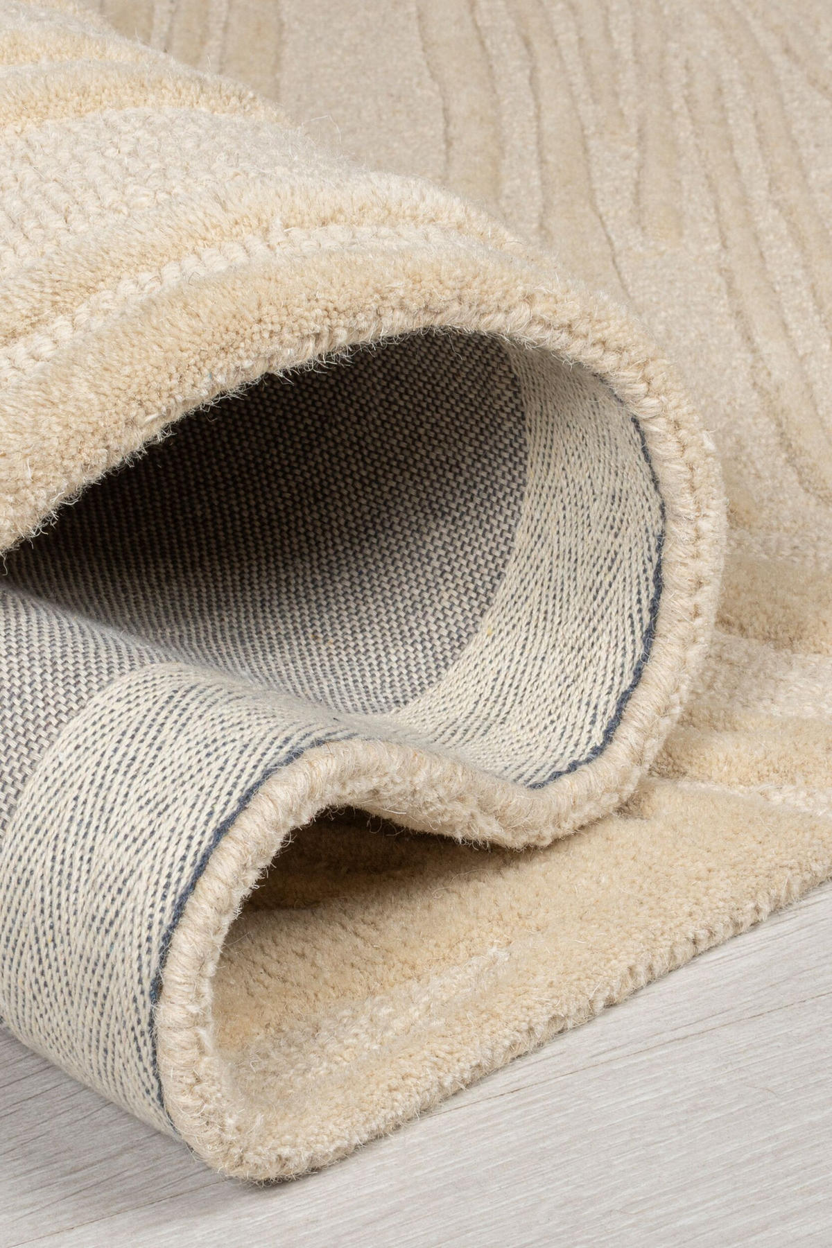WOLLTEPPICH Blatt-Design, handgetuftet LEVEN LEE, Beige 200x290 cm - Beige, Textil (200/290cm) - KADIMA DESIGN