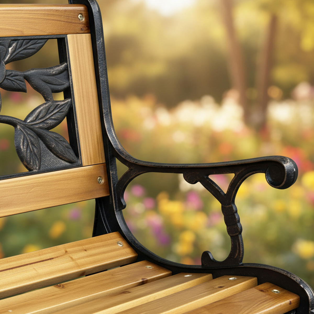 GARTENBANK ROSA Schwarz 125 x 76,5 x 52 cm - Schwarz/Braun, Holz/Metall (125/76.5/52cm) - Akord