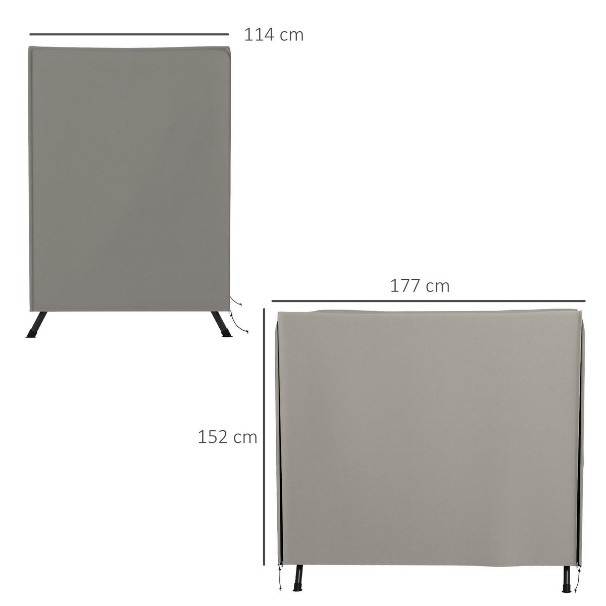 ABDECKUNG Hollywoodschaukel, Grau - Grau, Kunststoff (114/152/177cm) - Outsunny