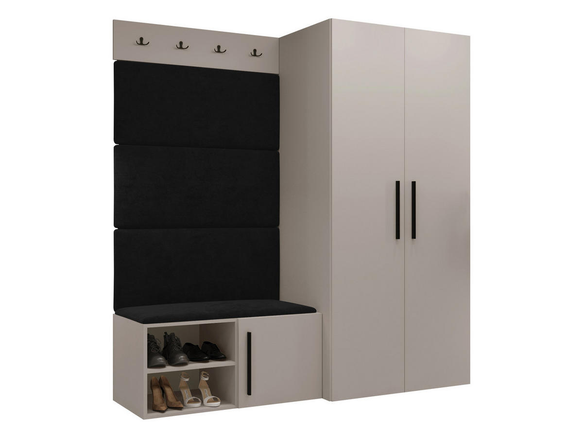 GARDEROBEN-SET Medi I - Kaschmir/Anthrazit, Holzwerkstoff/Kunststoff (80/191/50cm) - MIRJAN24