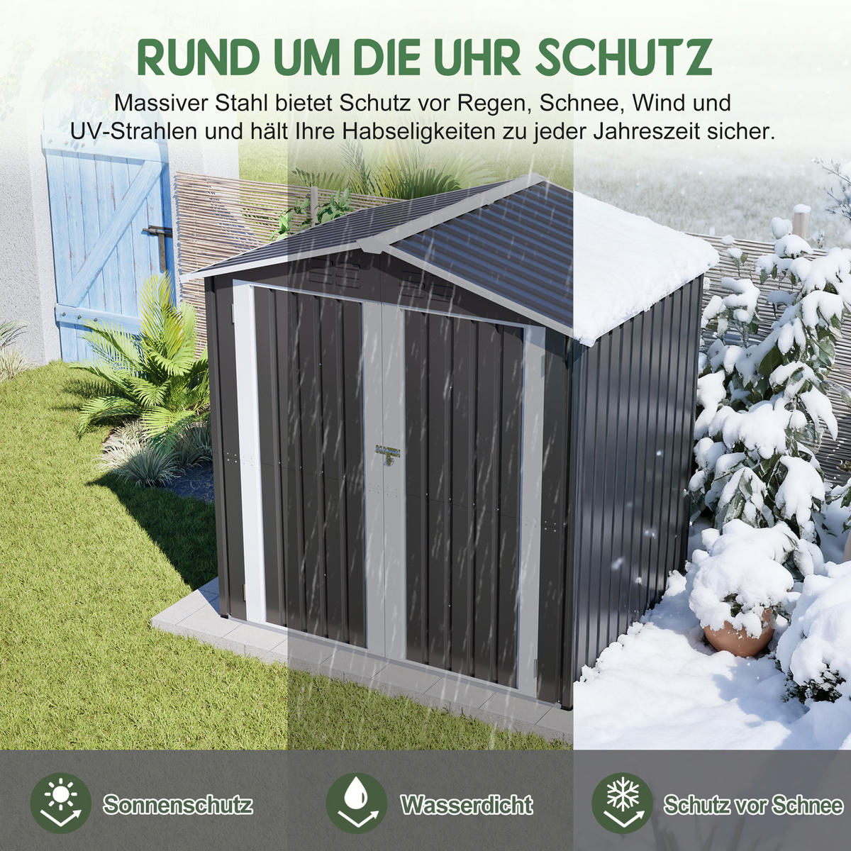 GARTENHAUS Metall 142x185 cm Grau - Grau, Metall (142.3/185/185.4cm) - ComfortXL