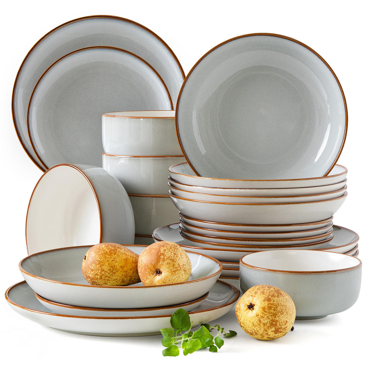 TAFELSERVICE 6 Personen PORTOFINO 24-tlg - Blaugrau, Keramik (27/2/27cm) - Ritzenhoff Breker