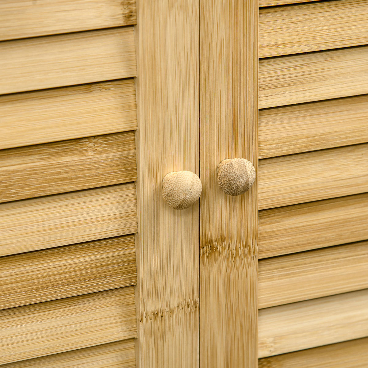 BADZIMMERSCHRANK mit offenem Regal, Bambus, Natur, 50 x 25,5 x 92 cm - Naturfarben, Holz (25.5/92/50cm) - HOMCOM