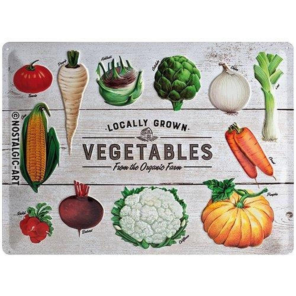 BLECHSCHILD 30/40 cm Home & Country Vegetables - Multicolor, Metall (40/30/0.2cm) - Nostalgic-Art
