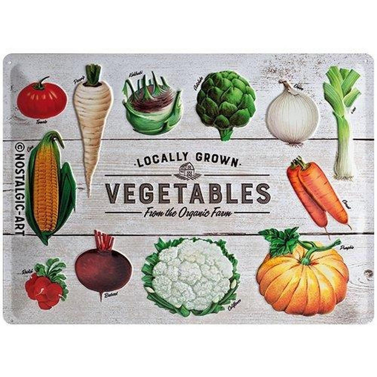 BLECHSCHILD 30/40 cm Home & Country Vegetables - Multicolor, Metall (40/30/0.2cm) - Nostalgic-Art