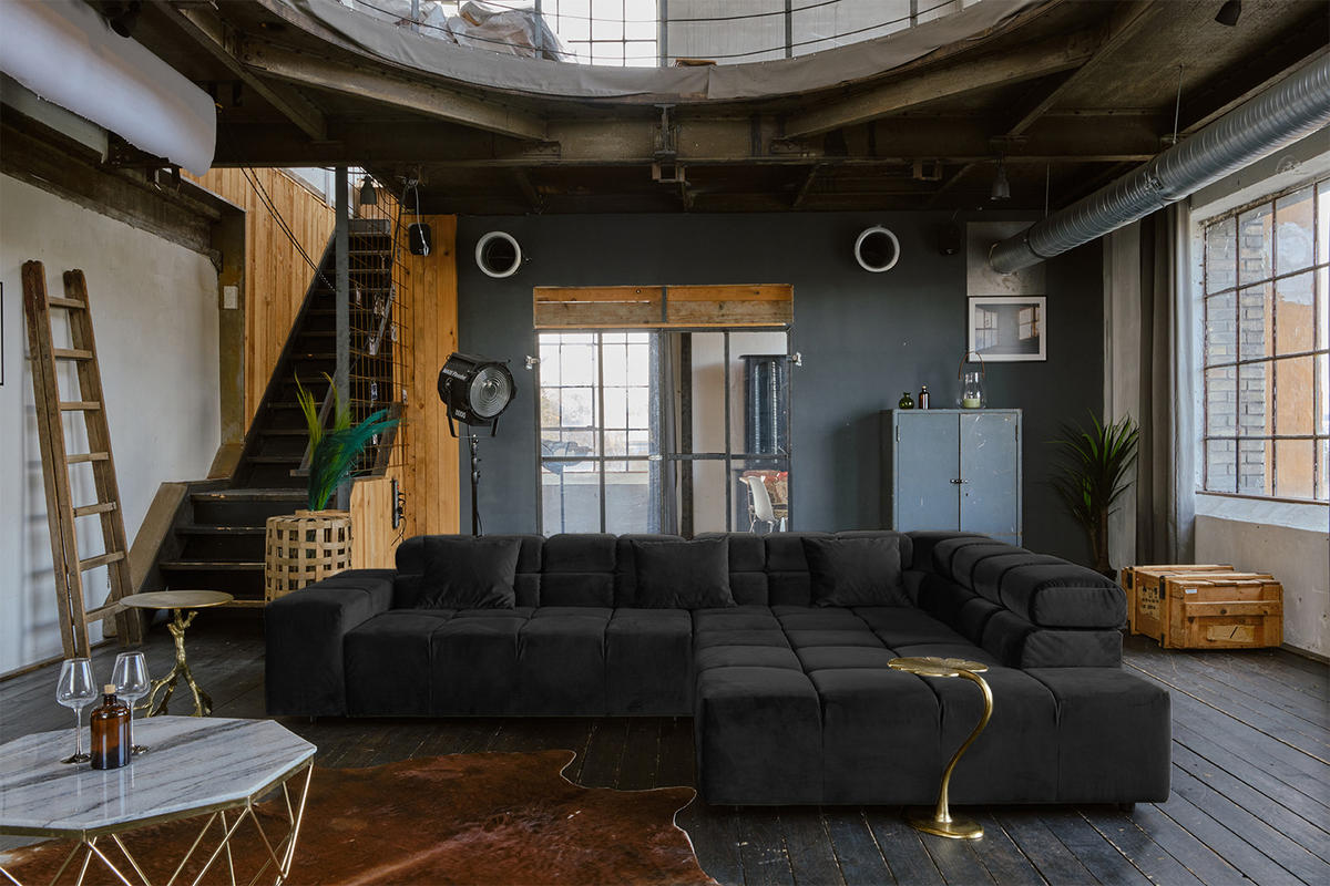 ECKSOFA MIT MOTORISCHEM SITZVORZUG NEVADA Schwarz Velvet - Schwarz, Textil (319/215cm) - KAWOLA