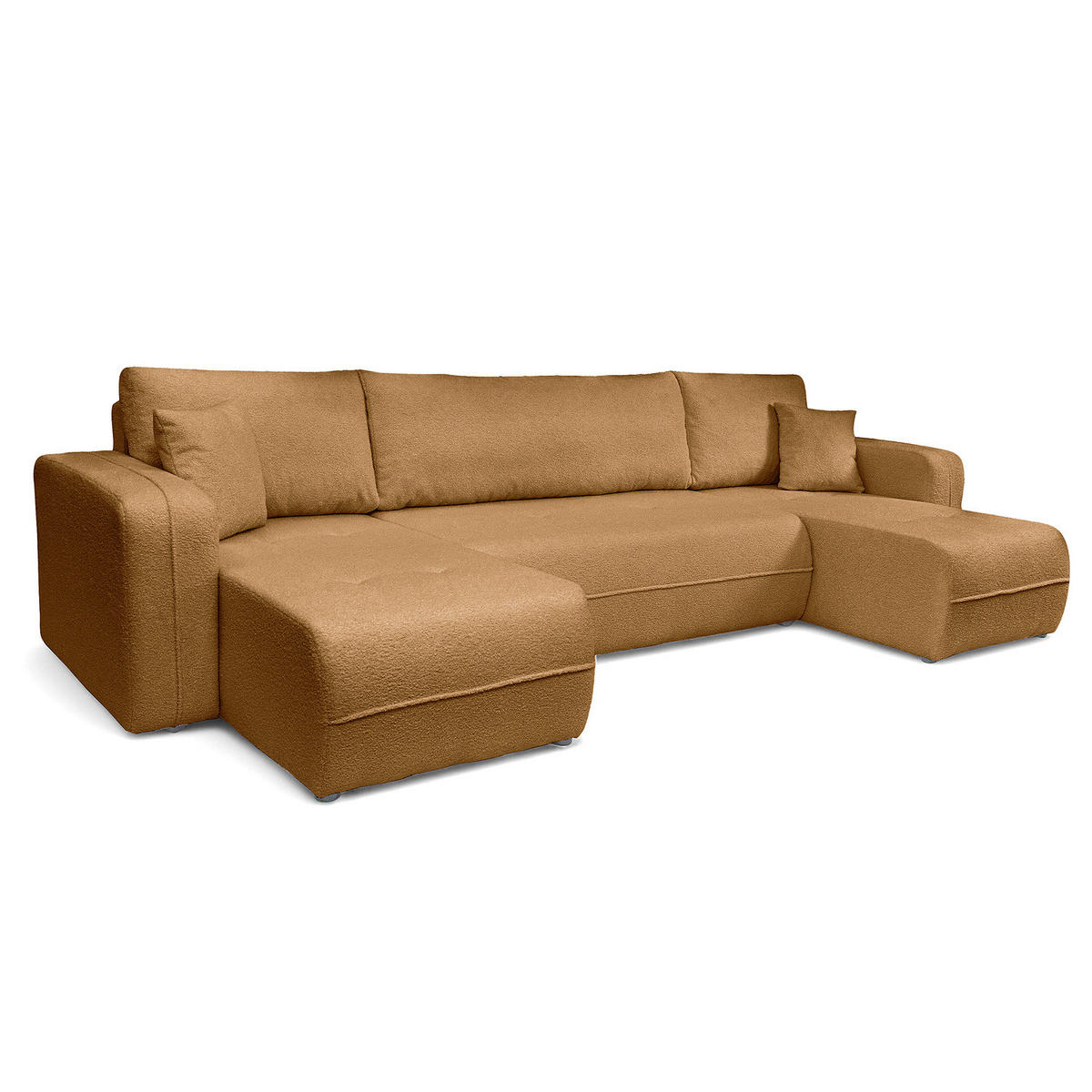 WOHNLANDSCHAFT - Beige/Schwarz, Kunststoff/Textil (312/82/145cm) - home24