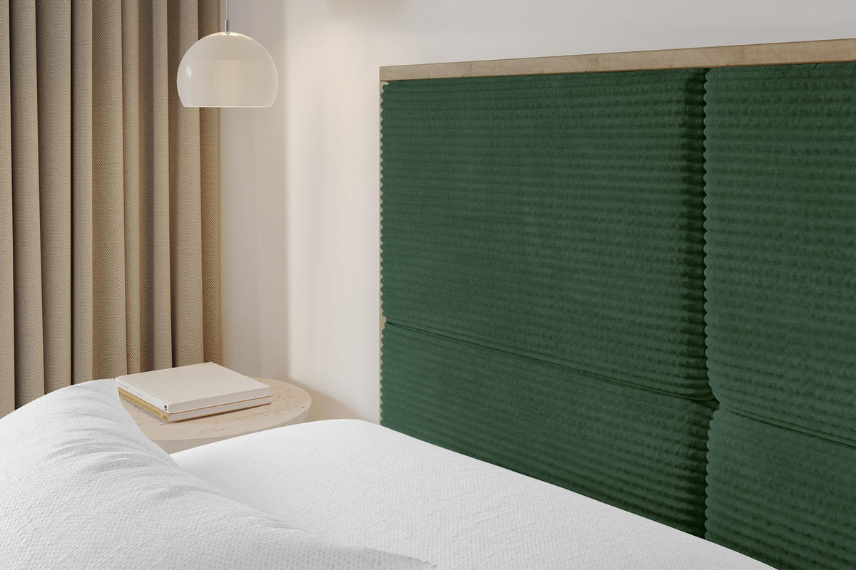 POLSTERBETT mit Bettkasten und Lattenrost, Bett mit Matratze H3/H4 - LILA 140x200 Grün - Olivgrün, Holzwerkstoff/Textil (140/200cm) - ALTDECOR