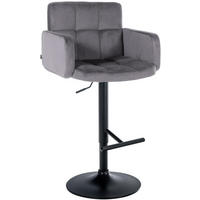 BARHOCKER Samt Dunkelgrau - Dunkelgrau/Schwarz, Textil/Metall (60/93/56cm) - CLP