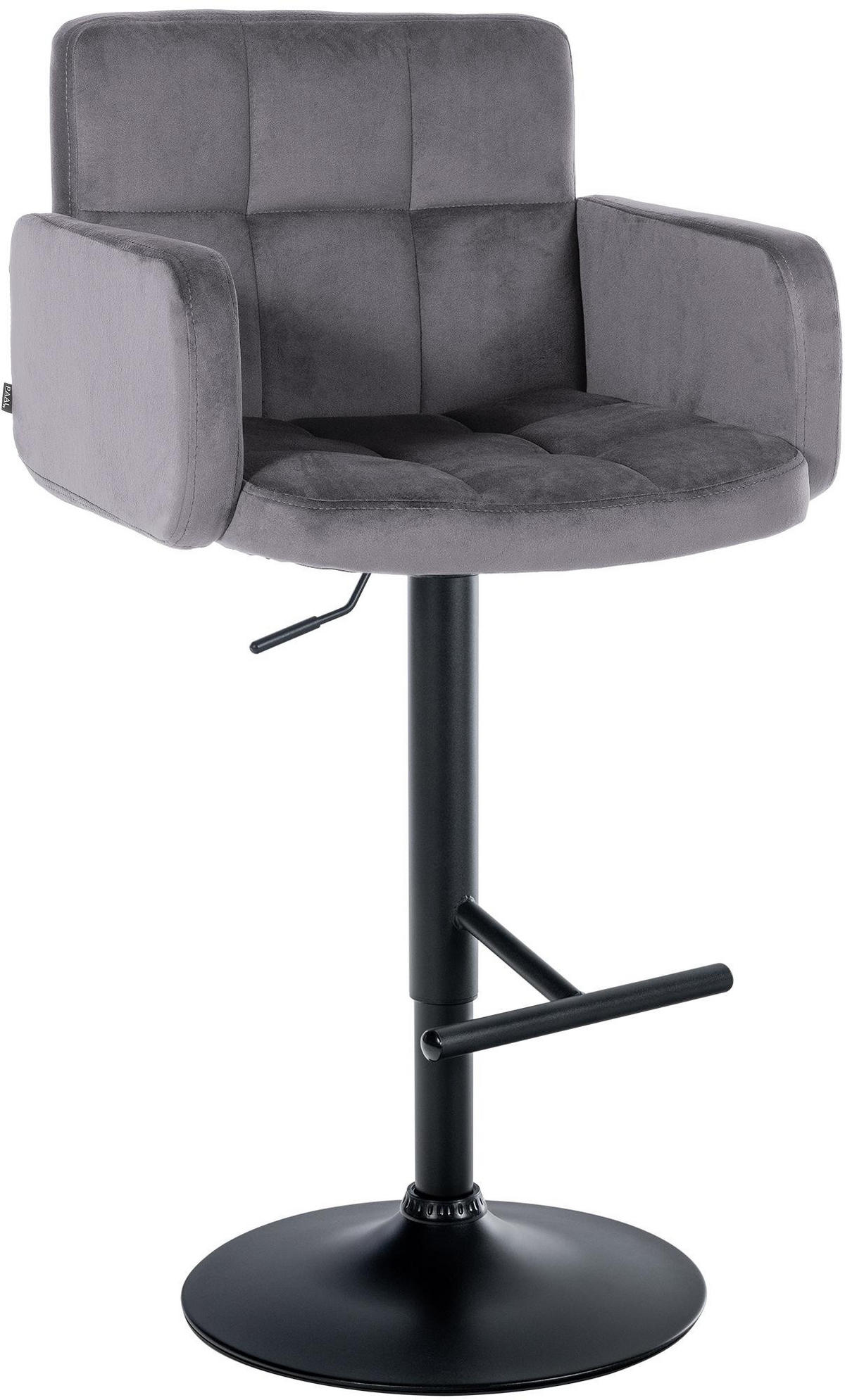 BARHOCKER Samt Dunkelgrau - Dunkelgrau/Schwarz, Textil/Metall (60/93/56cm) - CLP