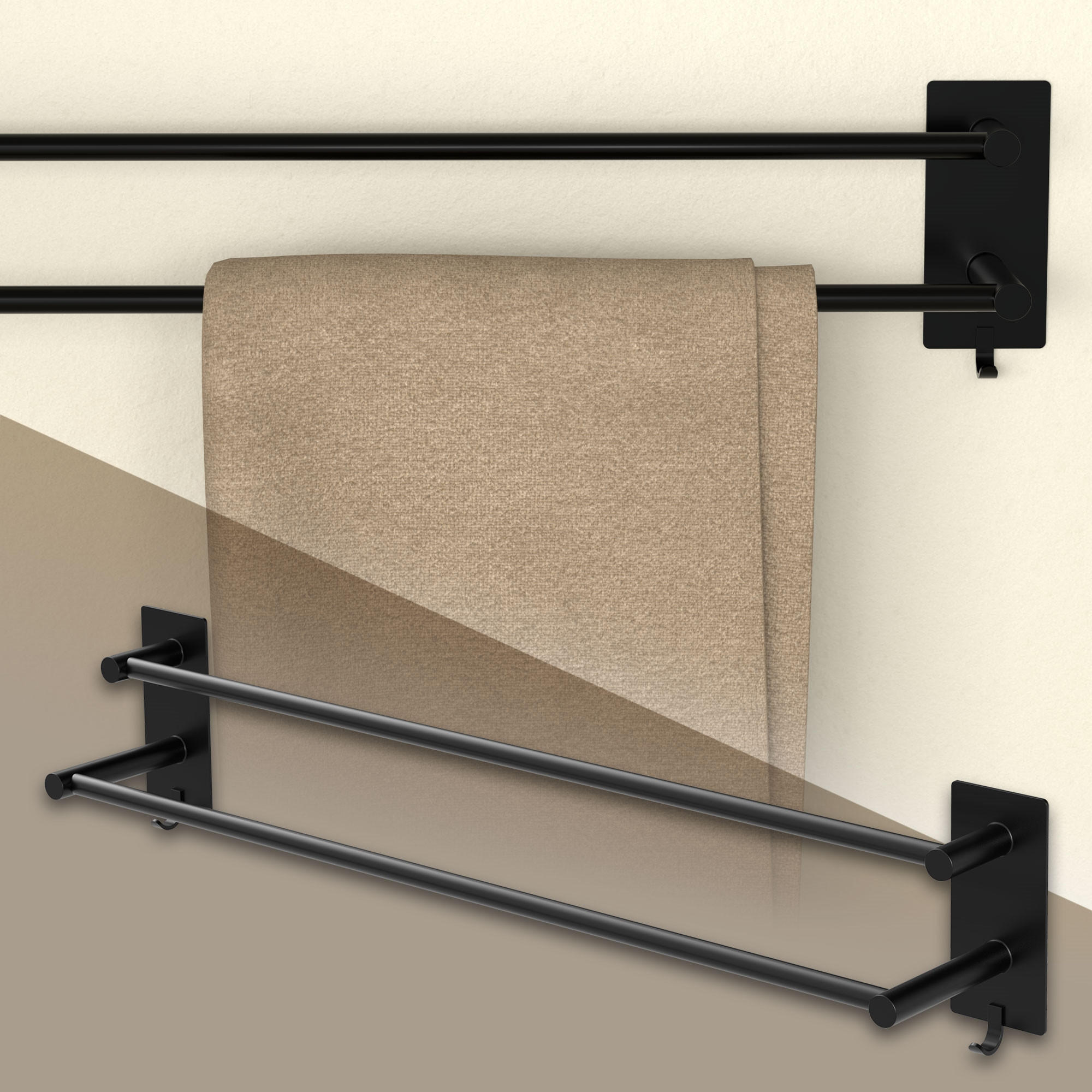 BUVLEOT Badezimmer-Set 5-tlg. – Handtuchstange, Halter & Haken In Edelstahl Mattschwarz