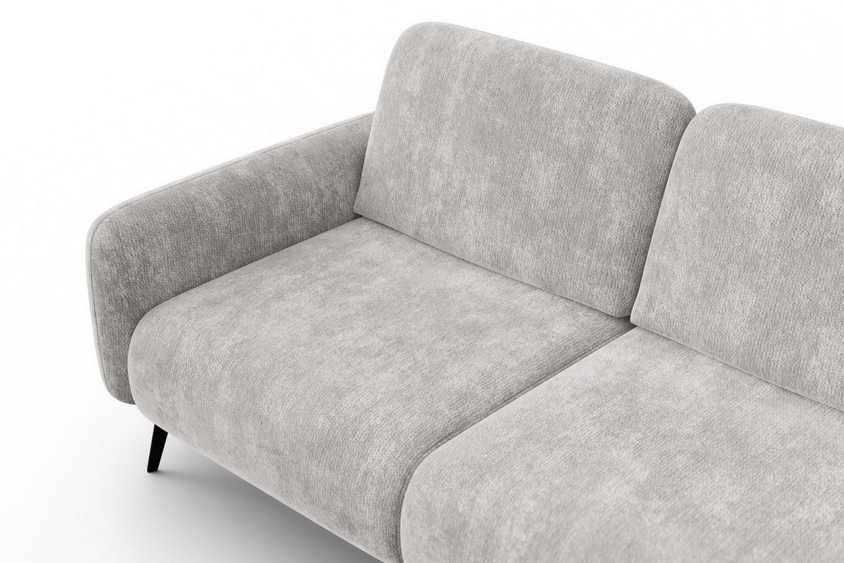 ECKSOFA FEBE 4-Sitzer RECHTS, hellgrauer Chenille-Stoff - Hellgrau/Schwarz, Holz/Textil (264/157cm) - Wozimo