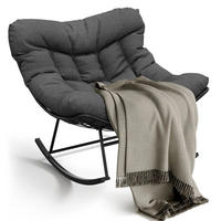 SCHAUKELSTUHL, Outdoor Papasan, mit Metallrahmen, Dunkelgrau - Dunkelgrau, Textil (71/82.8/89cm) - Kaket