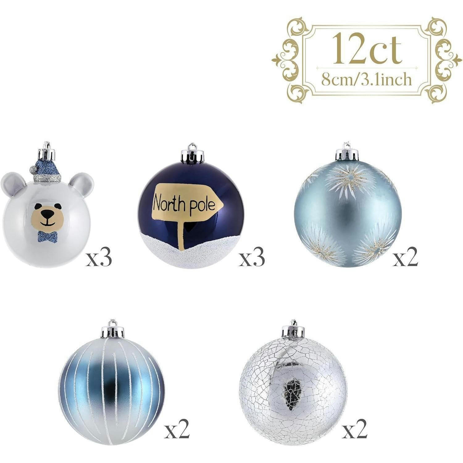 WEIHNACHTSKUGELN 12-teiliges Set 8 cm Silber Blau - Multicolor, Kunststoff (8/8/8cm)