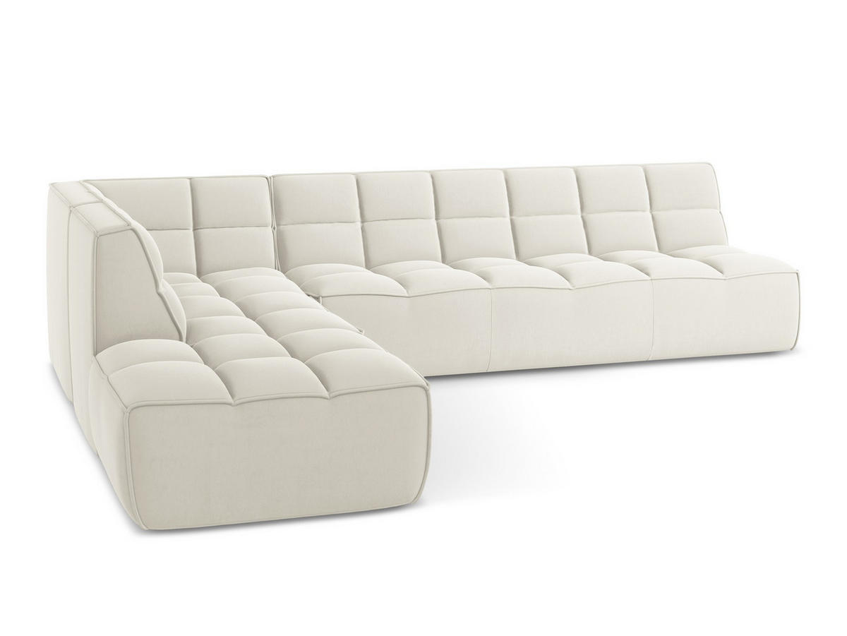 ECKSOFA Beidseitig Samt Stoff Beige - Beige/Creme, Kunststoff/Textil (308/258cm) - Makamii