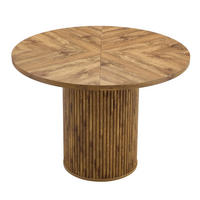 ESSTISCH aus MDF und Metall 100x100x76 cm Holzfarben mit Stauraum und runder 4-Segment-Tischplatte - Naturfarben, Holzwerkstoff (100/100/76cm) - Modfu