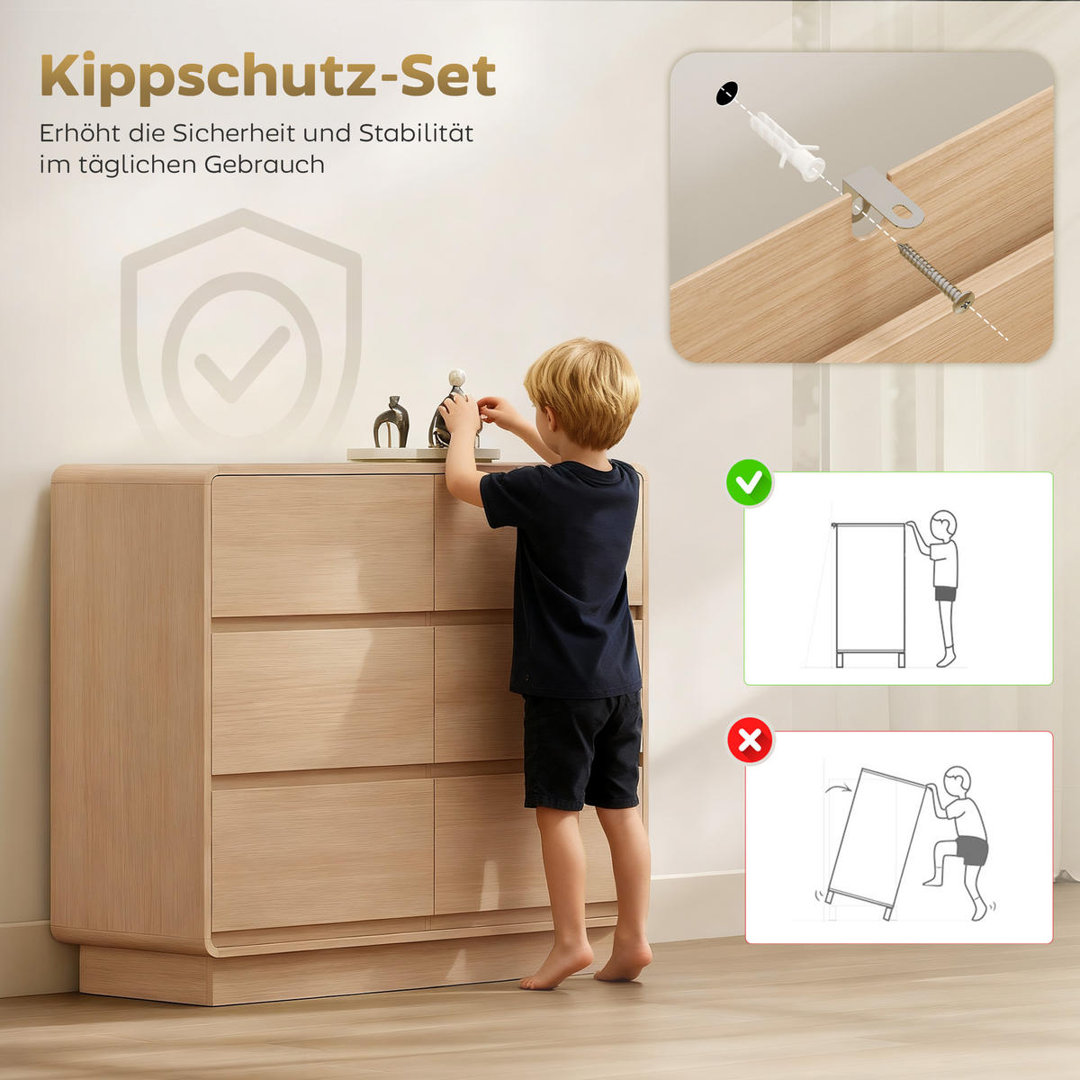 SIDEBOARD Naturholzfarben, 6 Schubladen, 100/38/86 cm - Naturfarben, Holz (100/86/38cm) - PANGIVO