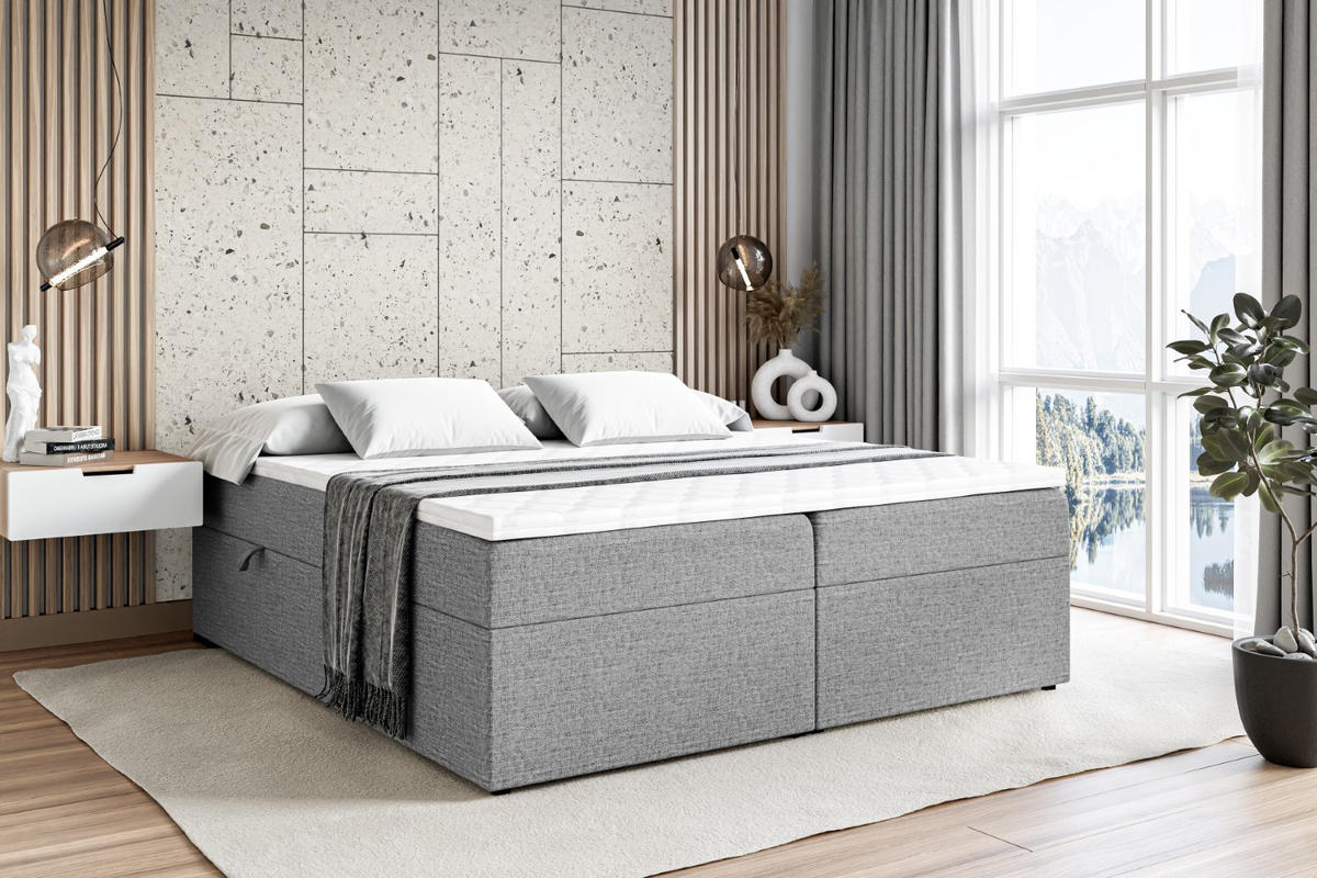 BOXBETT mit H3-Matratze und Lattenrost - MARCE BW - 160x200 Grau - Grau, Holzwerkstoff (160/200cm) - ALTDECOR