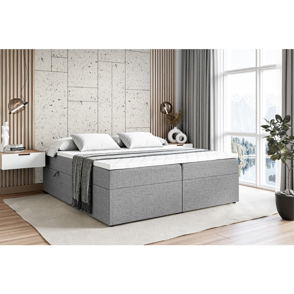 Thumbnail - Altdecor Boxbett, Grau, Holzwerkstoff, Höhe ca. 20 cm, 180x200 cm, Schlafzimmer, Betten, Boxspringbetten