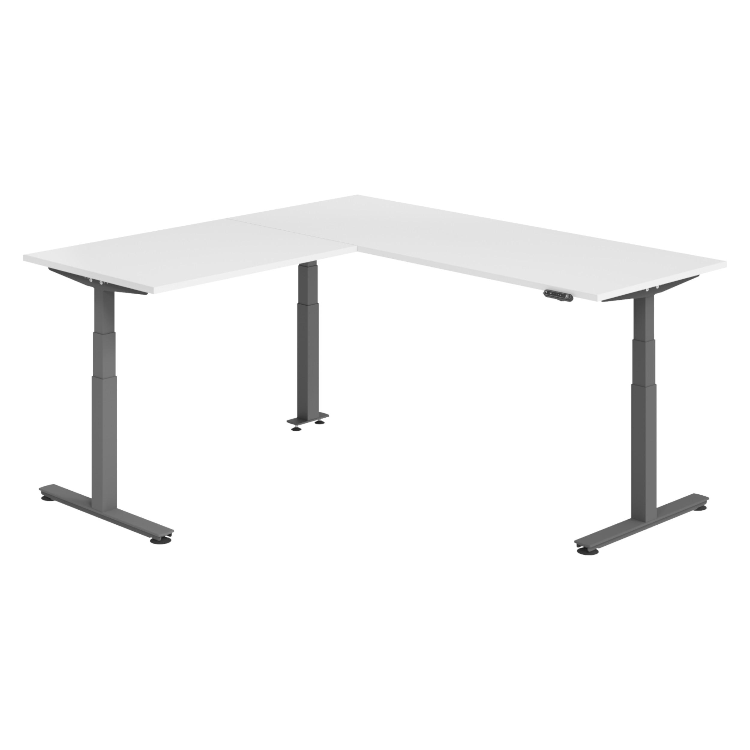 bümö Eckschreibtisch Weiß, Graphit 200x74x200 cm