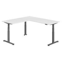 ECKSCHREIBTISCH elektrisch höhenverstellbar L-Form 200/200/74 cm in Weiß/Graphitfarben - Graphitfarben/Weiß, Holzwerkstoff (200/200/74cm) - bümö